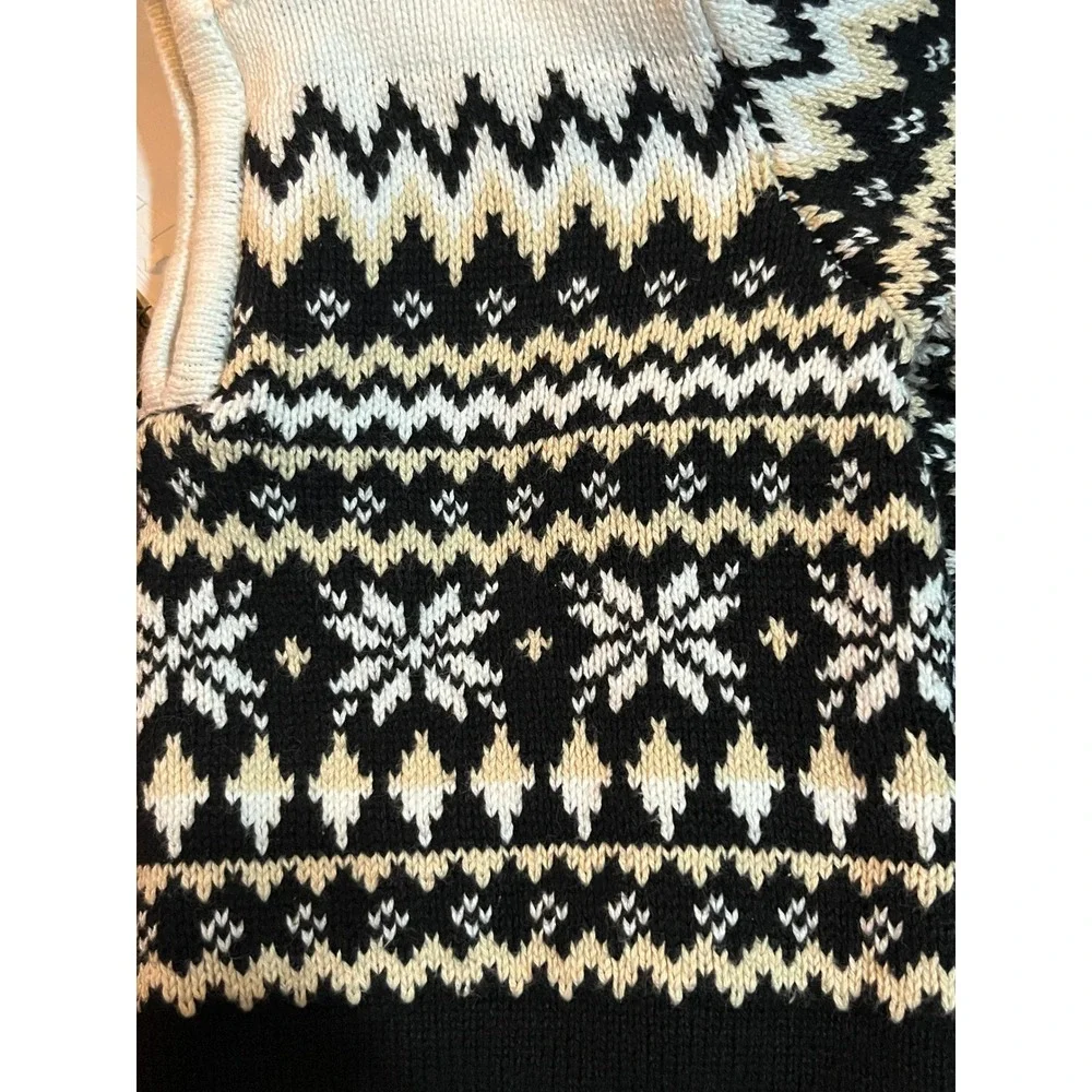 The Children's Place Sweater Boys 12-18M Black White Fair Isle Quarter Zip Knit
